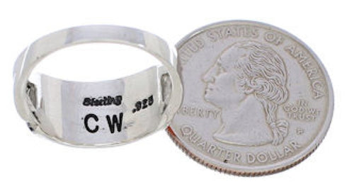 Multicolor Southwestern Sterling Silver Ring Size 8-3/4 CX50718